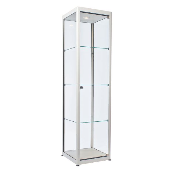 Showcase Tallboy white.Rental-furniture hire in Paris-France