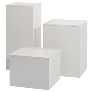 Plinths-for-hire white. pedestal Expo Rental-furniture in Paris-France